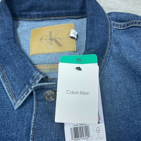 Calvin Klein Womens Blue Denim Button-Up Jacket XL Size d0180 - Picture 2 of 9